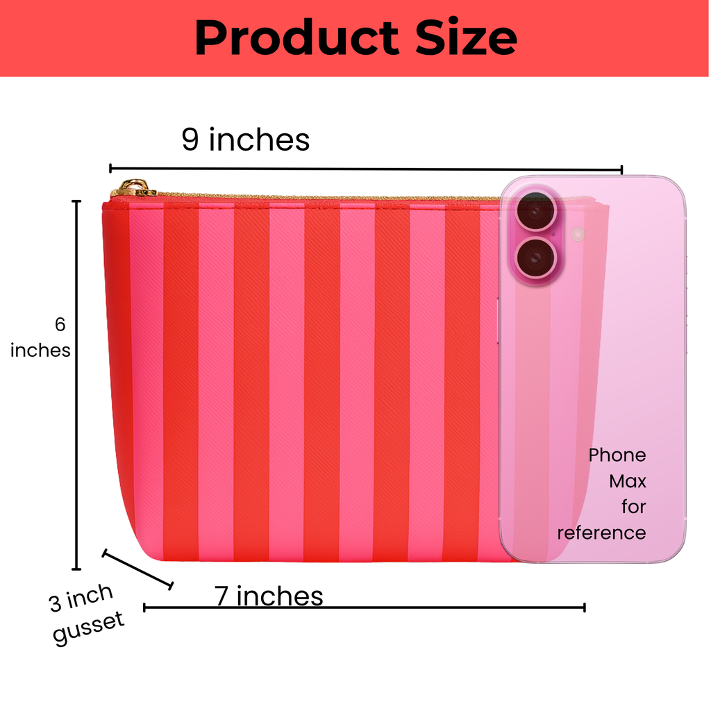 Pink & Red Striped Pouch