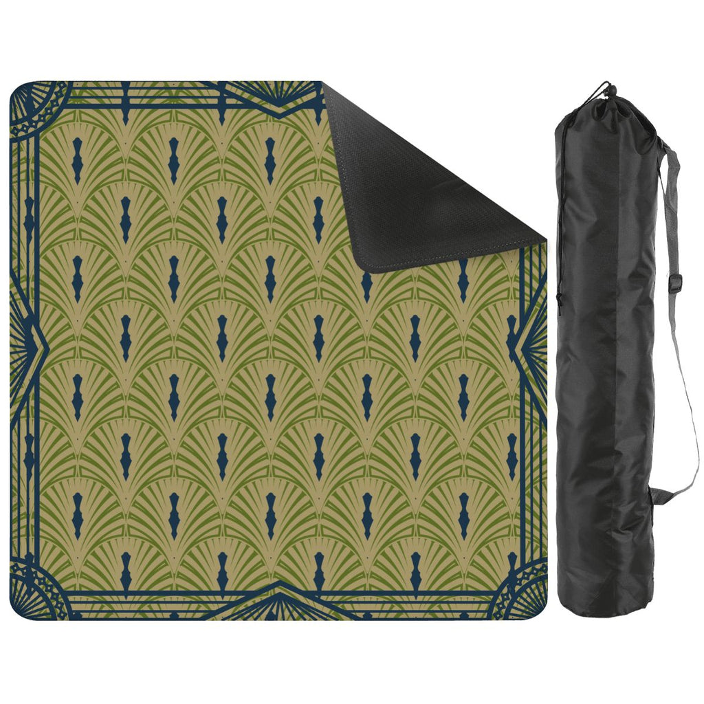 Art Deco Designed Mahjong Mat, Green Blue Speakeasy Collection