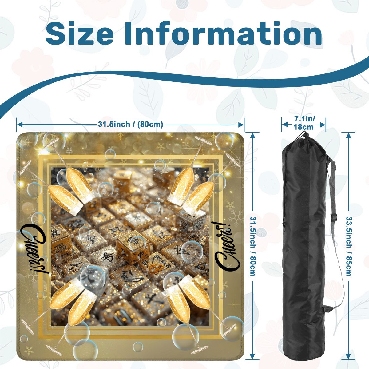 New Year's Eve Mahjong Mat, Glitz Gold
