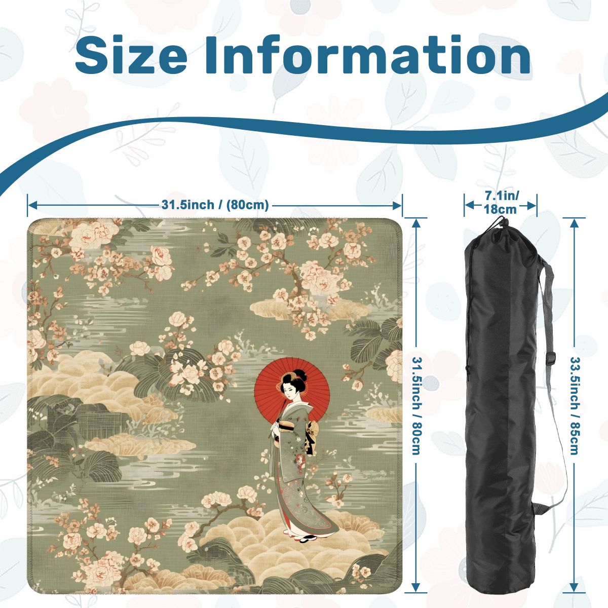 Giesha Girl Japanese Floral Mahjong Mat