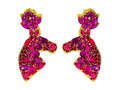 Derby Rhinestone Horse Earrings - Pink Rhinestone