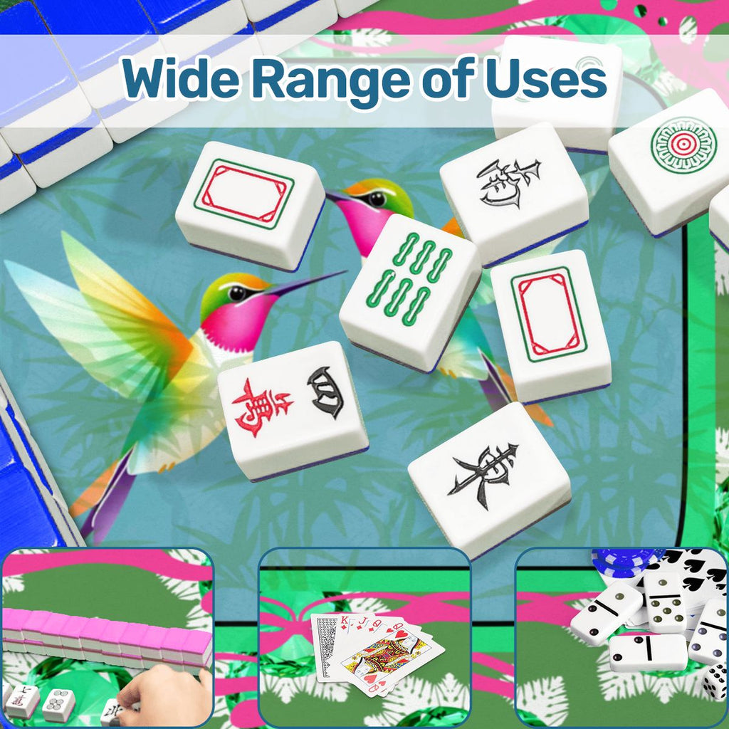 Emerald Mahjong Mat, Flutterbird Mat, Preppy Pink, Green Blue Floral