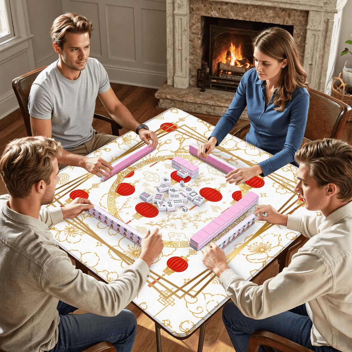 Asian Chinese Lanterns Mahjong Mat