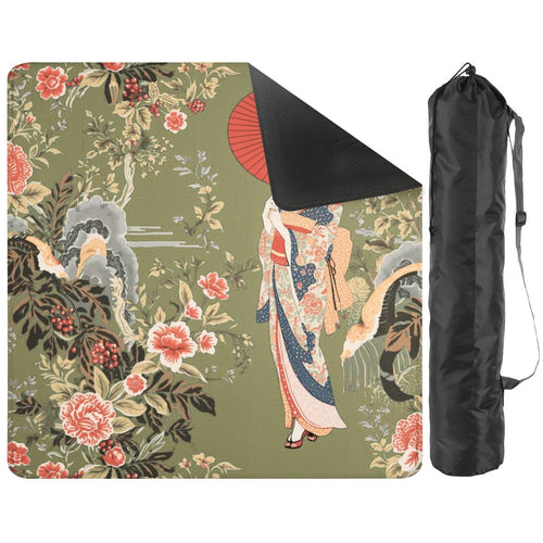 Asian Floral Geisha Girl Mahjong Mat 33"x33