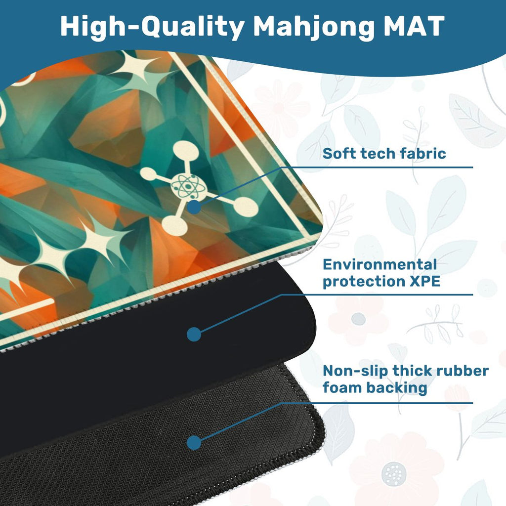 Super Sonic Atom Modern Orange Teal Mahjong Mat