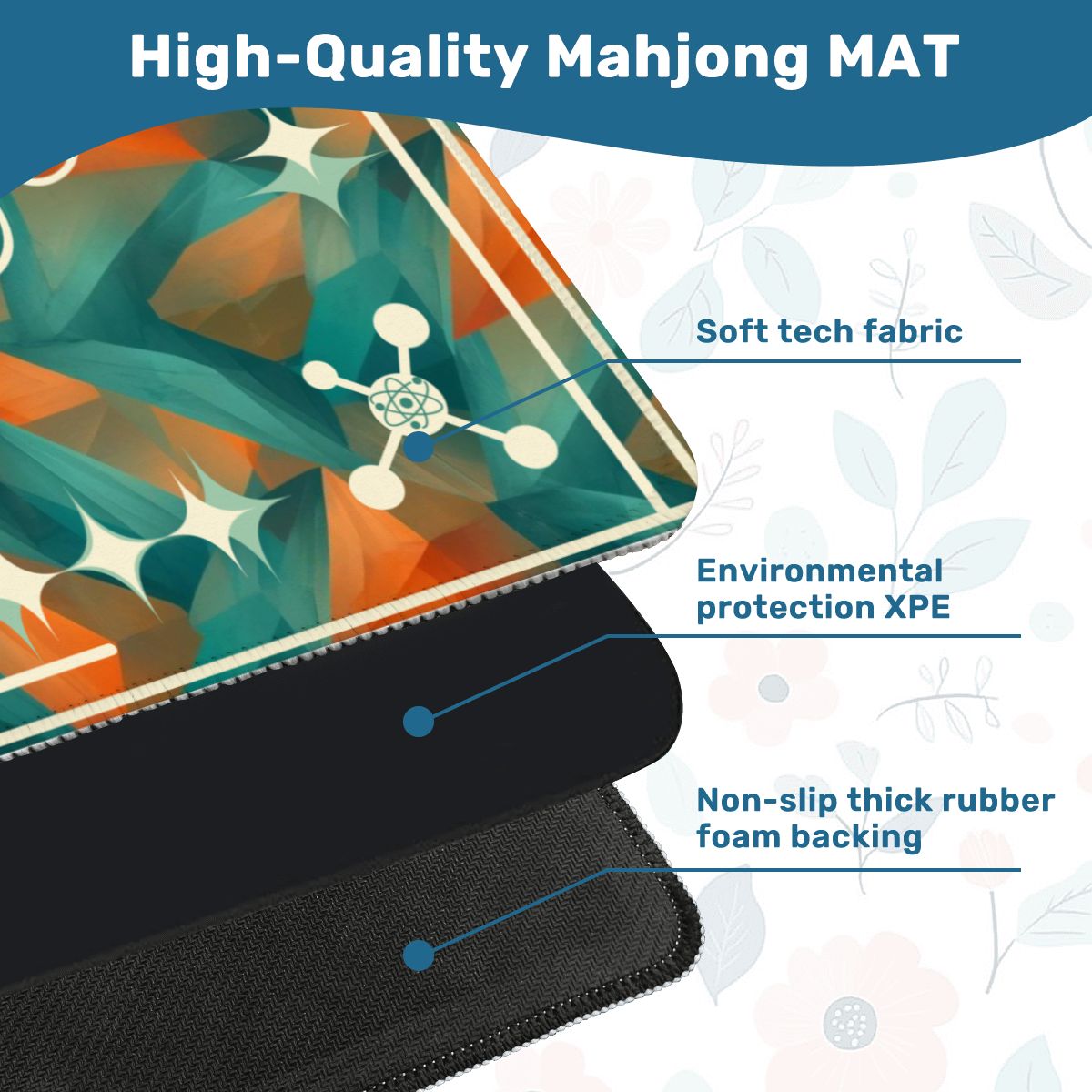 Super Sonic Atom Modern Orange Teal Mahjong Mat