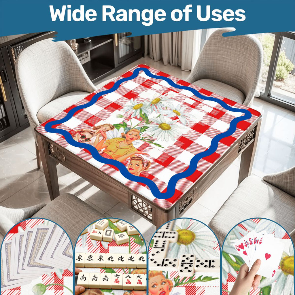 The Real Mahj Wives Red Gingham Nostalgic Mahjong Mat