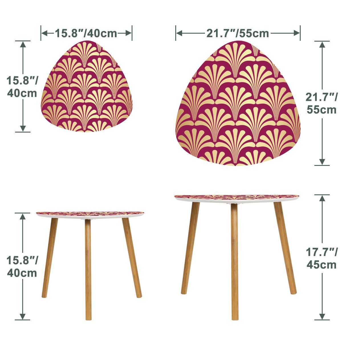 Art Deco Modern Nesting Tables In Burgundy And Gold