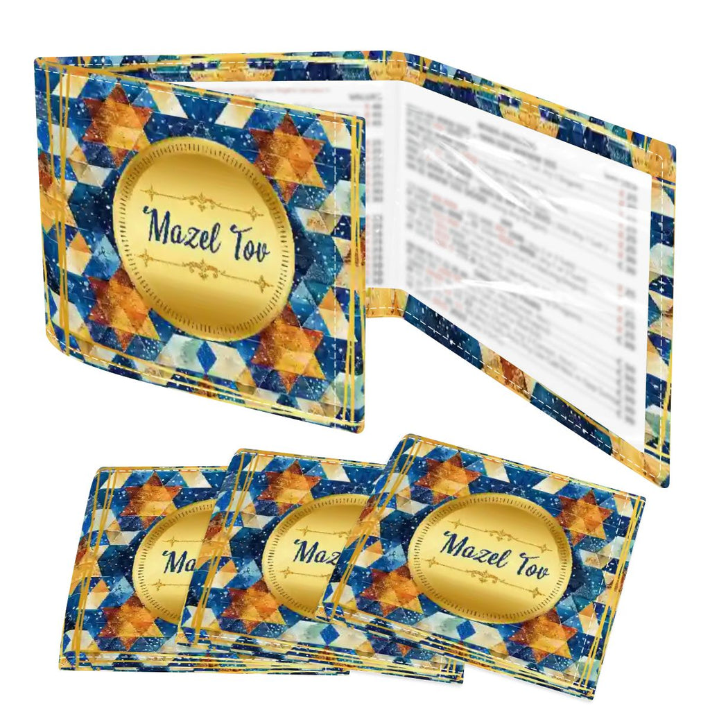 Mazel Tov Jewish Gold Gilded 4 Mahjong Card Holder with Line Finder