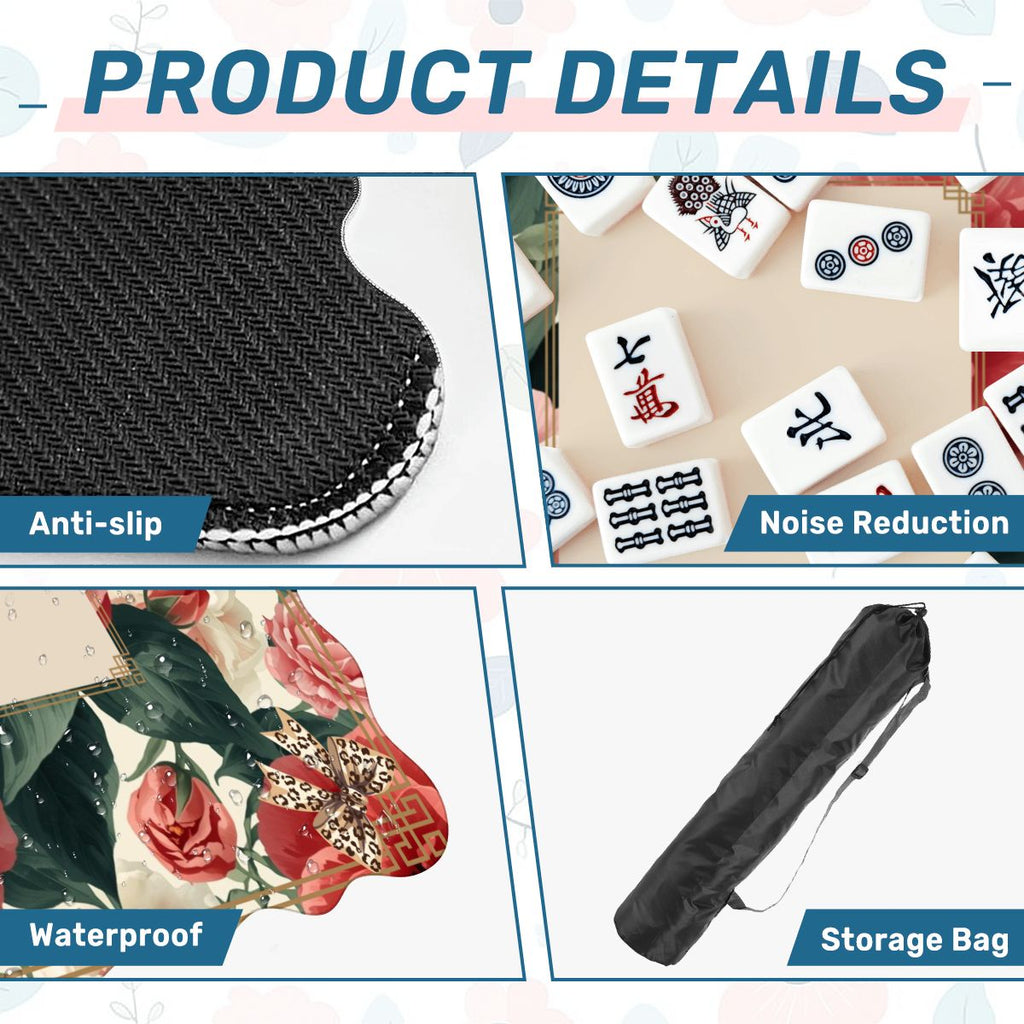 Floral Charleston Camellias Scalloped Mahjong Mat