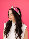 Spring Floral Print Headband - Pink Rhinestone Pink Flowers