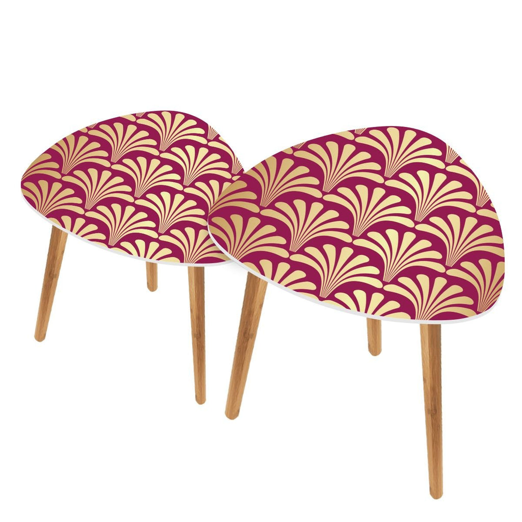 Art Deco Modern Nesting Tables In Burgundy And Gold
