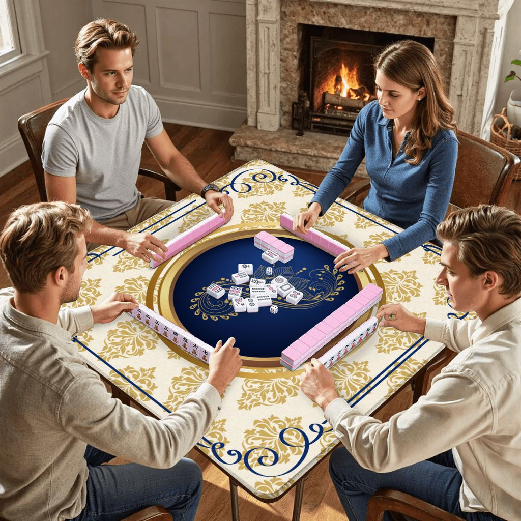 Art Deco Golden Gilded Brocade Mahjong Mat
