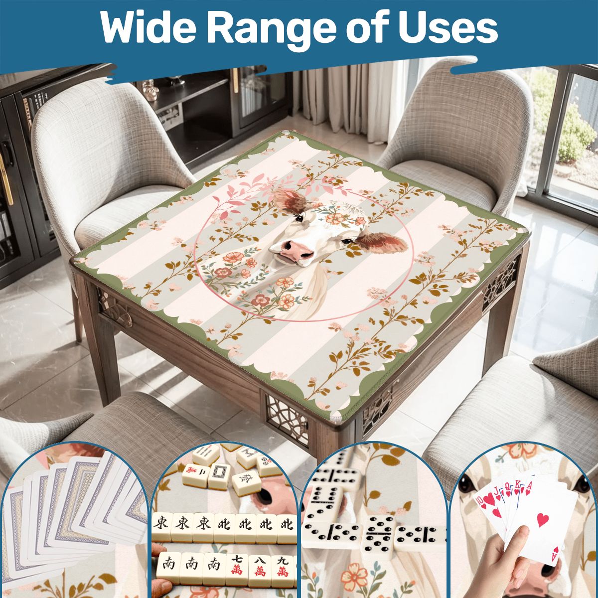 Laugh Until The Cows Come Home Floral Preppy Mahjong Mat