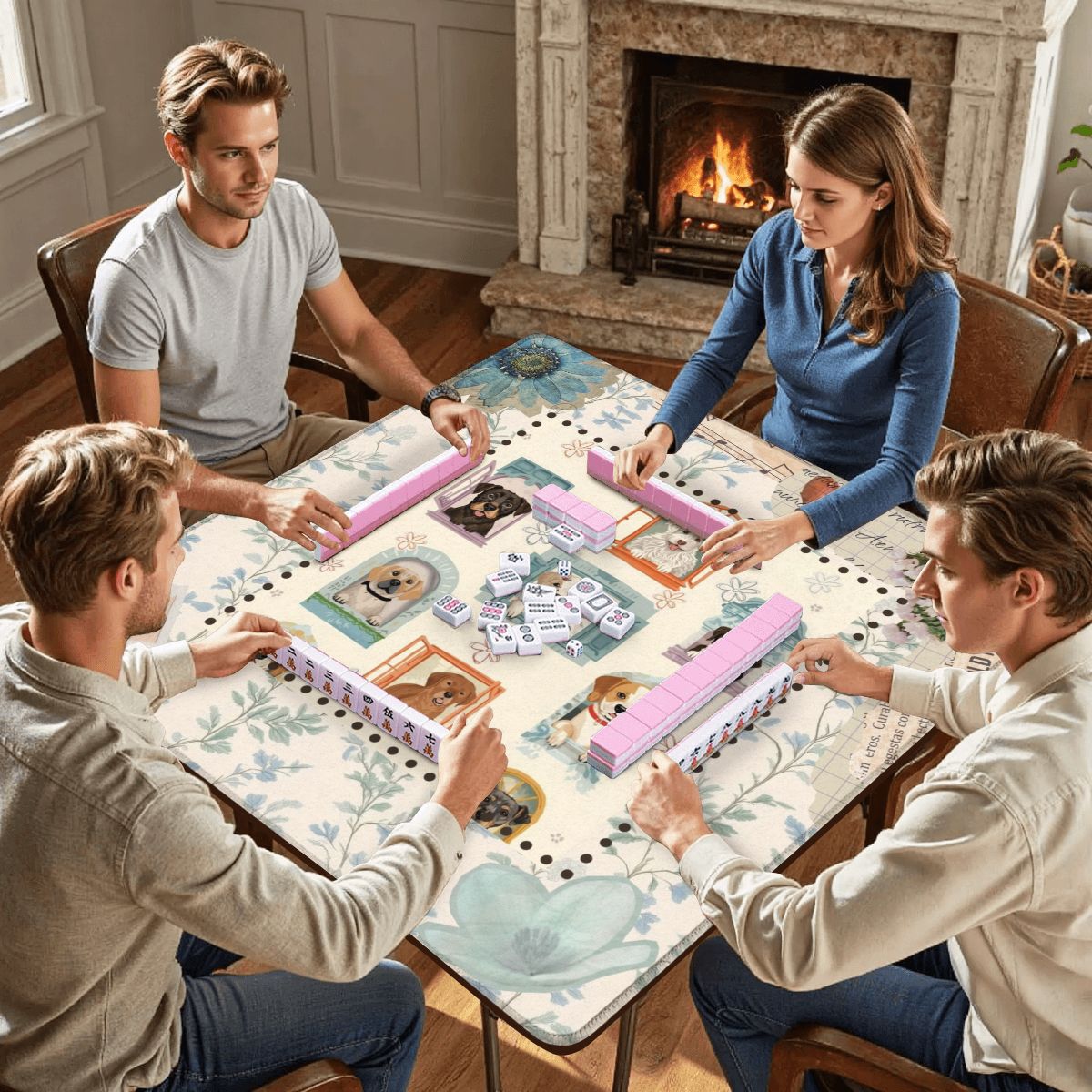 Who Let The Dogs Out Whimsical Dog Mahjong Mat
