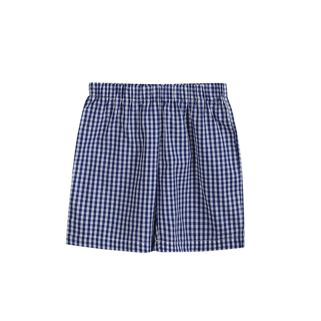 4th of July Royal Blue Gingham American Flag Shirt and Shorts Set