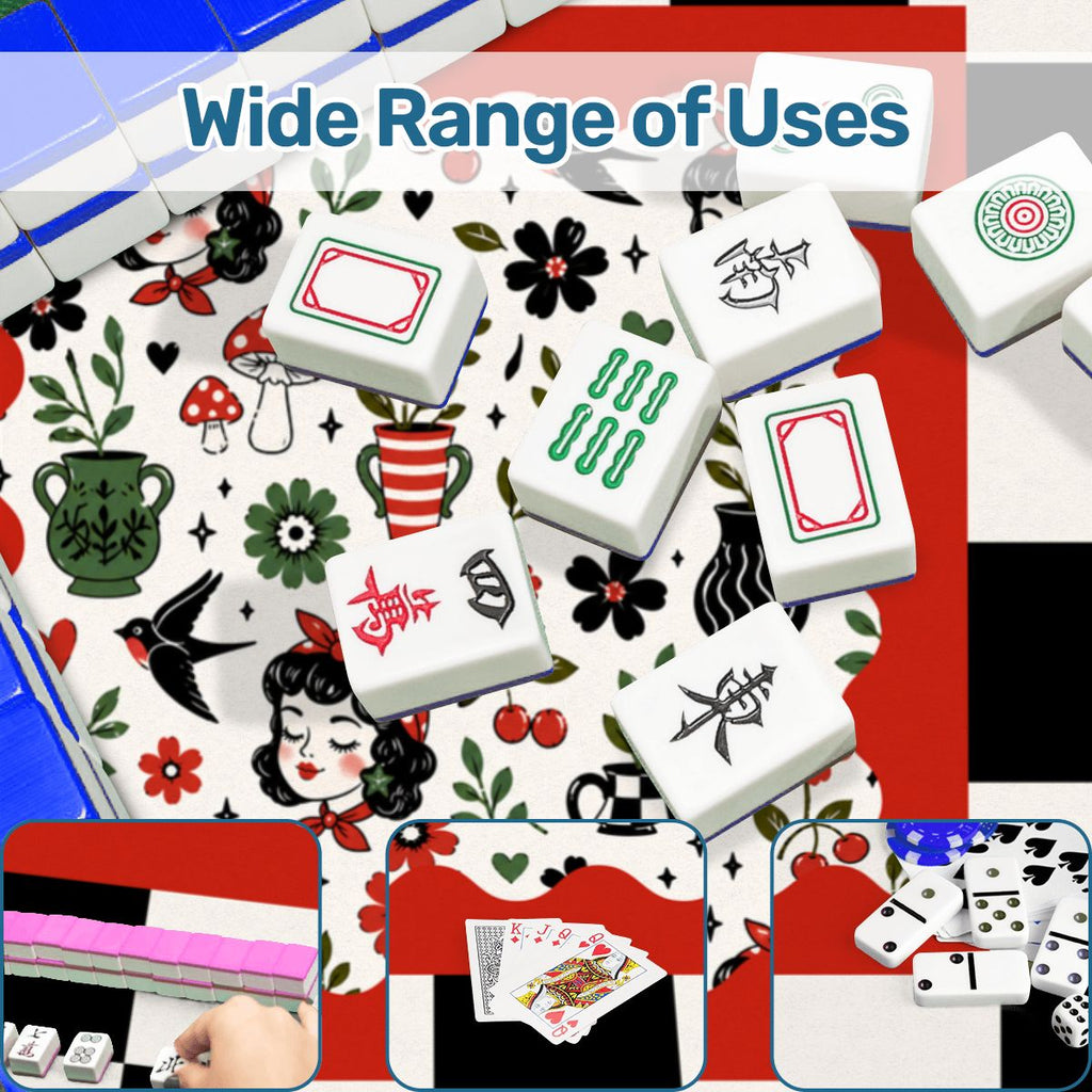 Mackenzies Garden Black Green Red Mahjong Mat