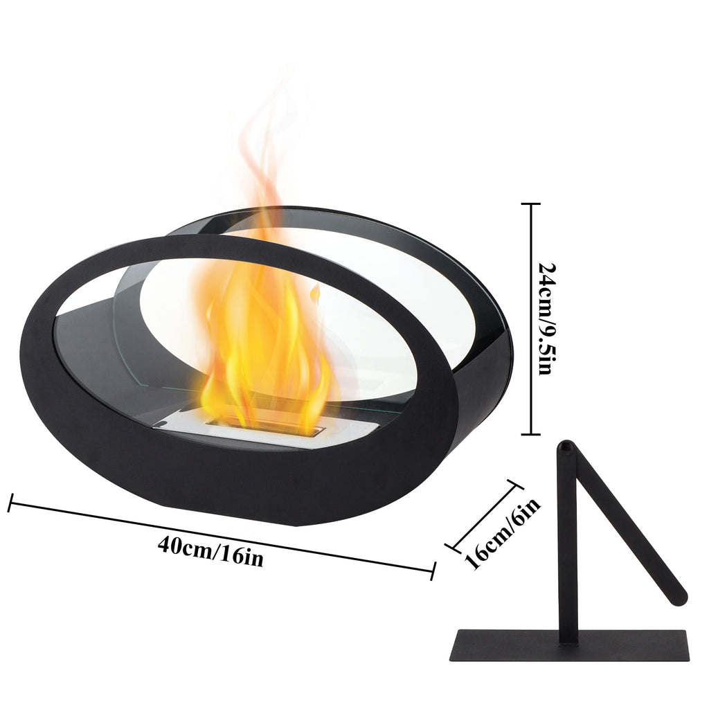 Black Metal Tabletop Fireplace – Double-Sided Bio-Ethanol