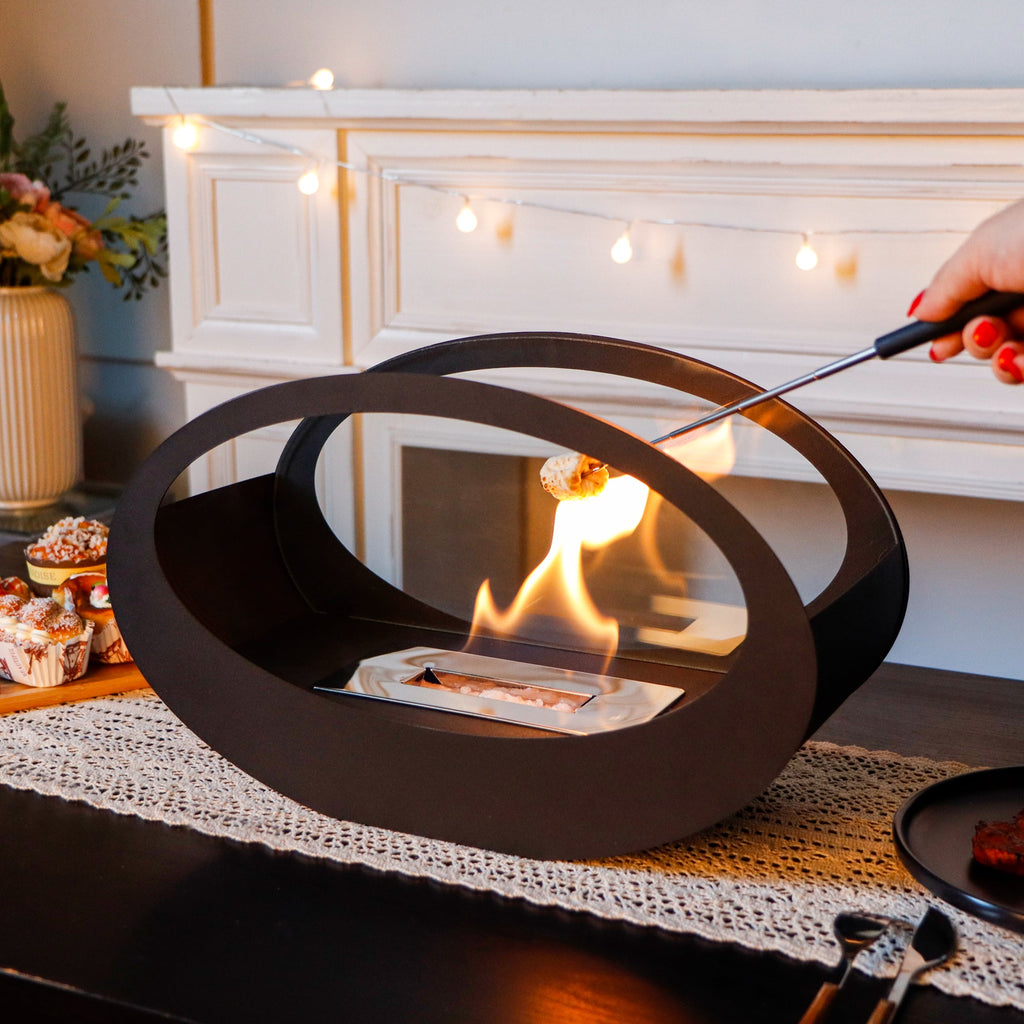Black Metal Tabletop Fireplace – Double-Sided Bio-Ethanol