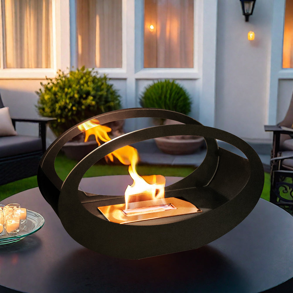Black Metal Tabletop Fireplace – Double-Sided Bio-Ethanol