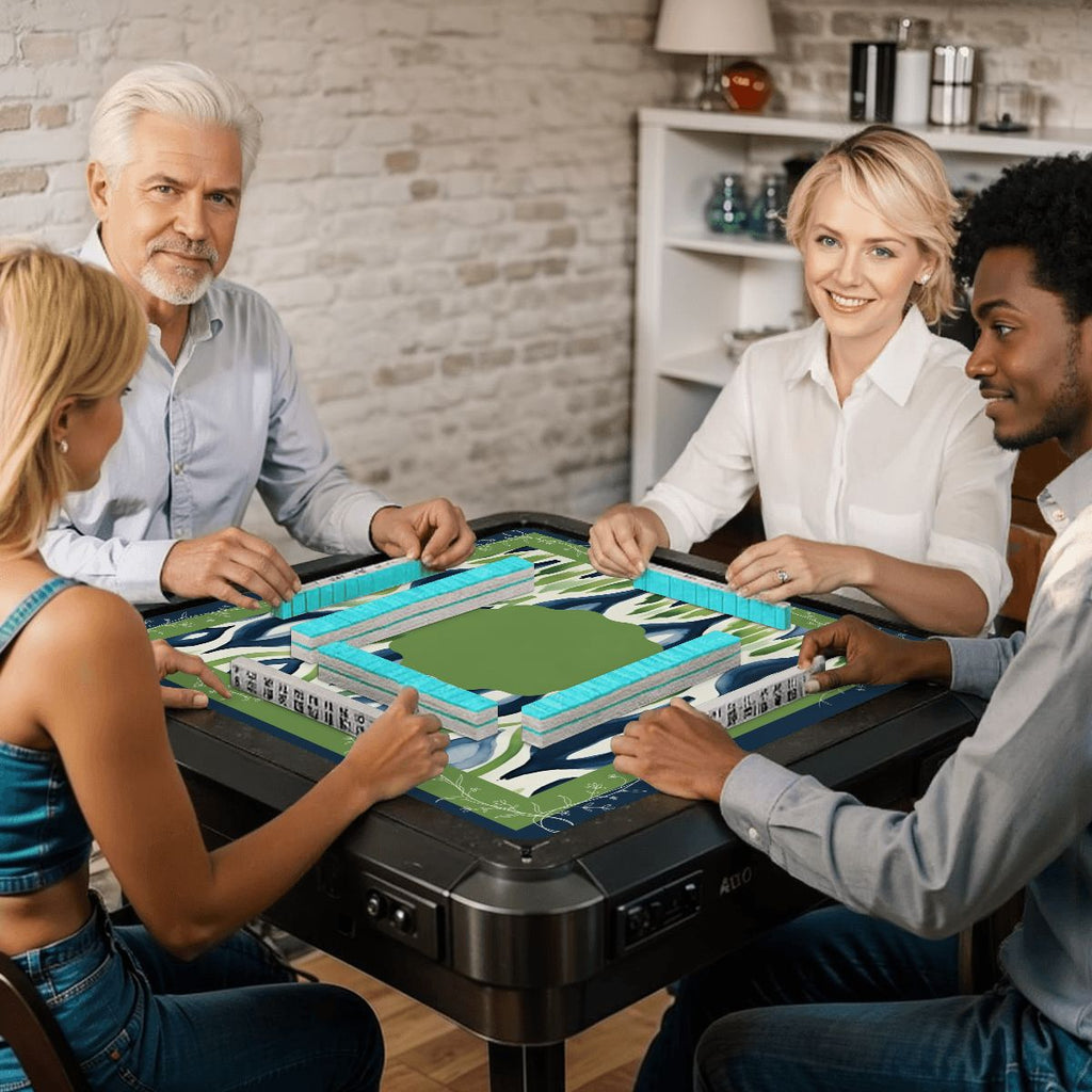 Ikat Watercolor Blue And Green Mahjong Mat