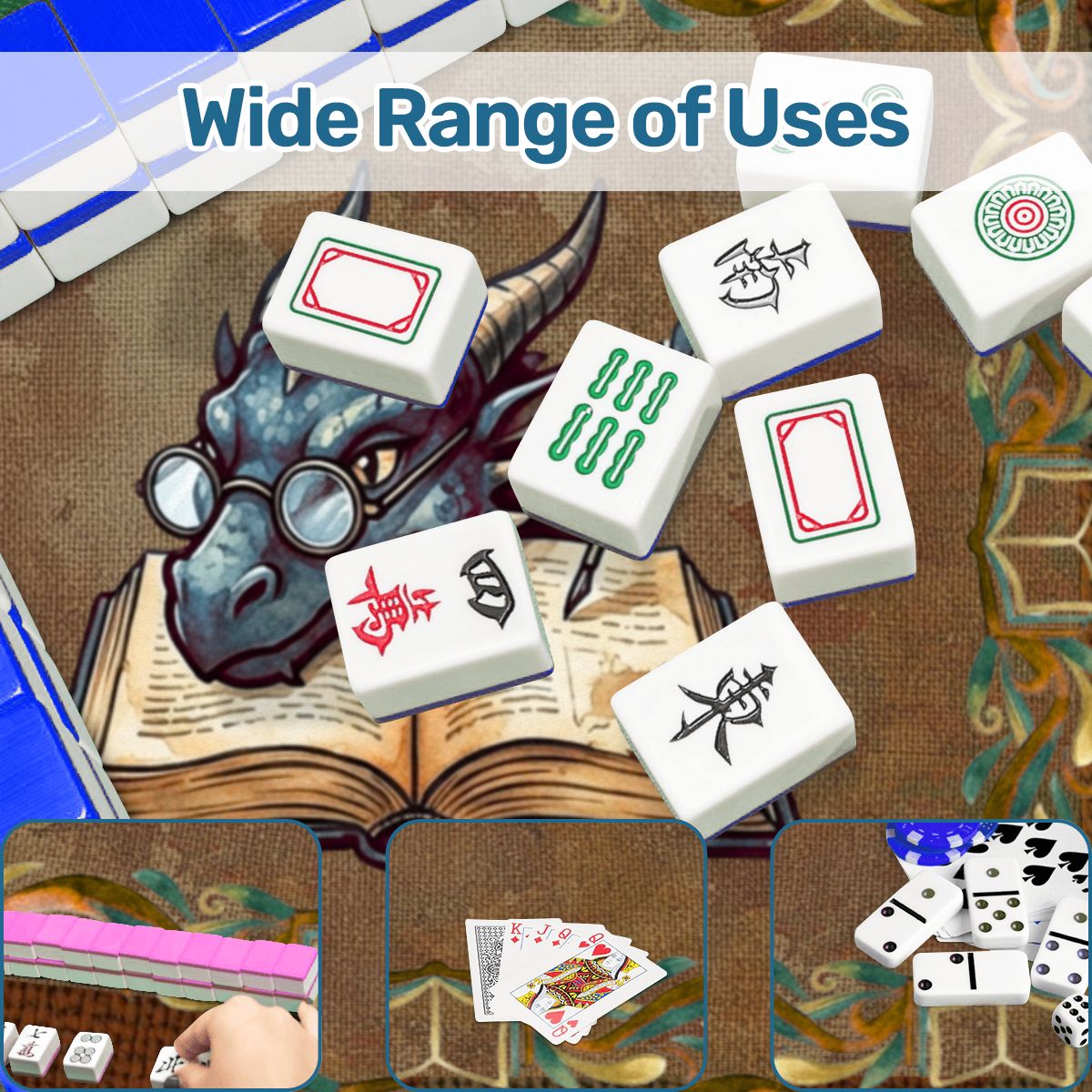 Dragon Of All Tales Faux Needlepoint Mahjong Mat