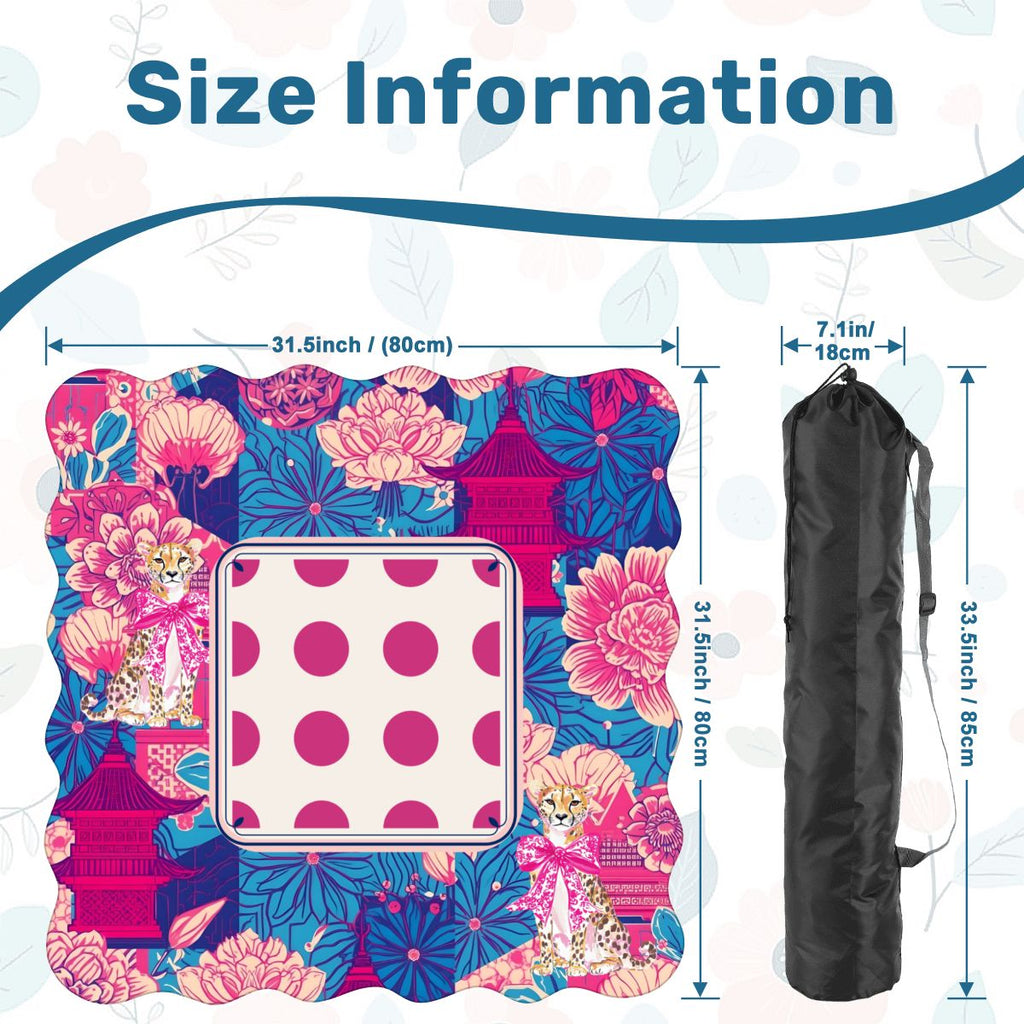 Scalloped Mahjong Mat Cheetah Dynasty Pink Pagoda