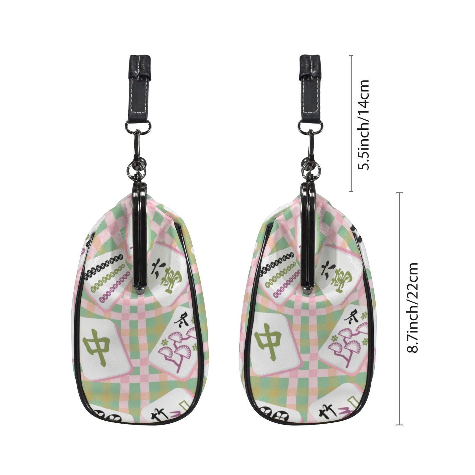 Modern Mahjong Preppy Watercolor Vintage Kisslock Handbag, Stylish Shoulder Bag