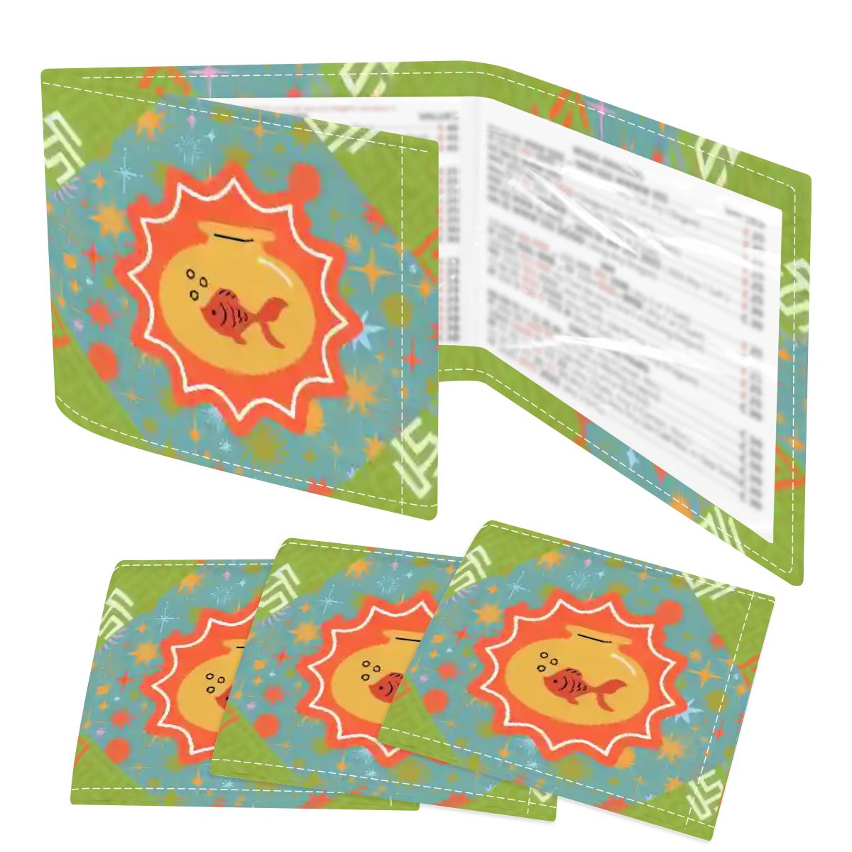 Modern Cosmic Fish 4 Mahjong Card Holder with Line Finder