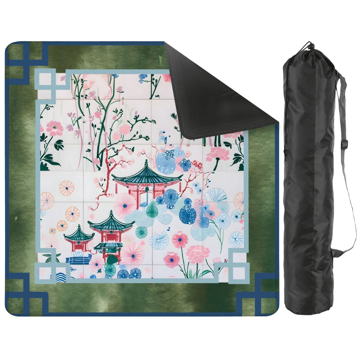 Malachite Mahjong Mat Asian Motif