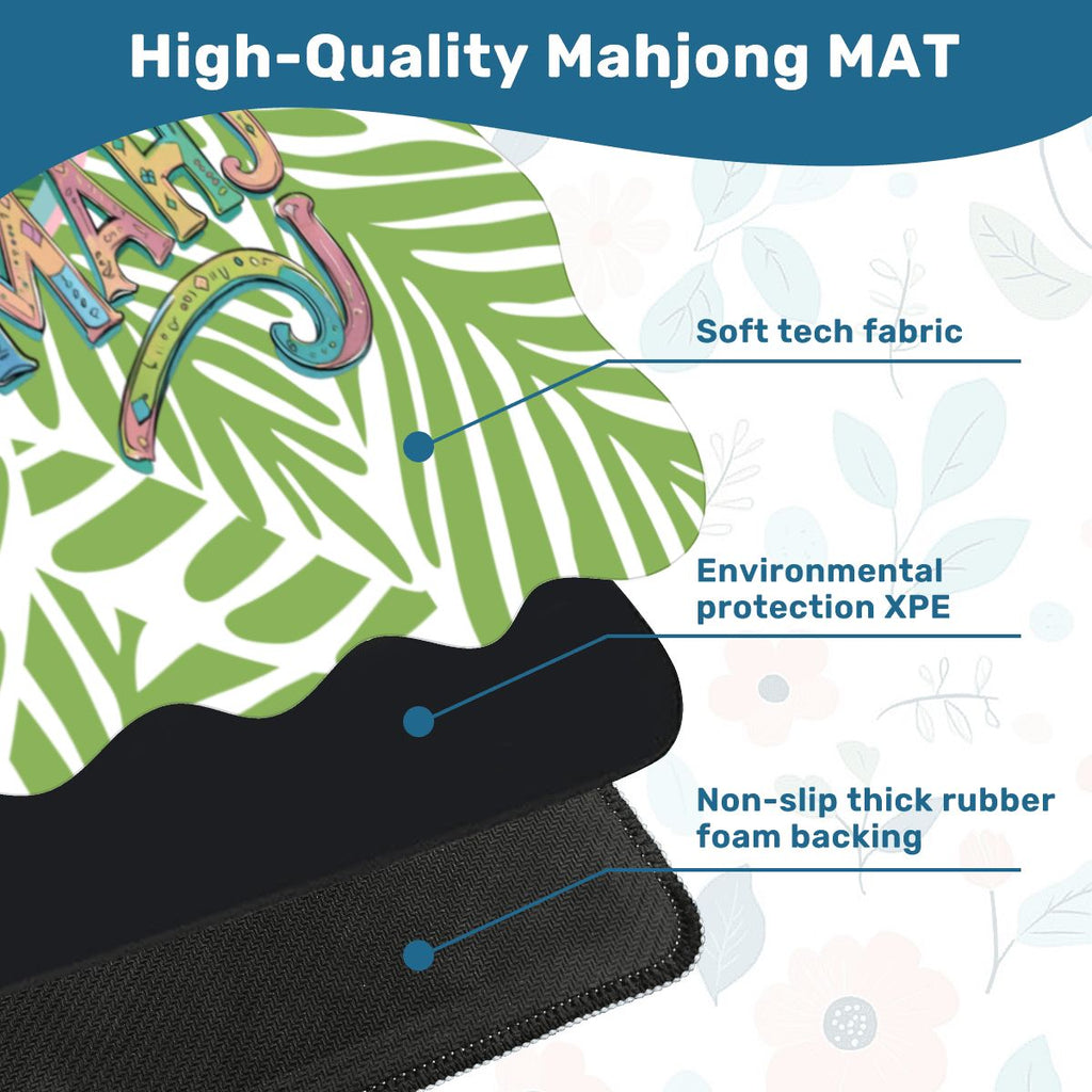Tropical Flamingo Green And Pink Scalloped Mahjong Mat