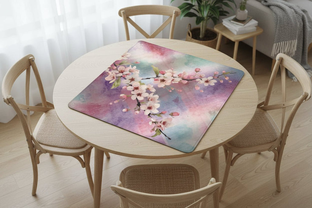 Blossoms in Bloom Watercolor Plaid Mahjong Mat 33"x33