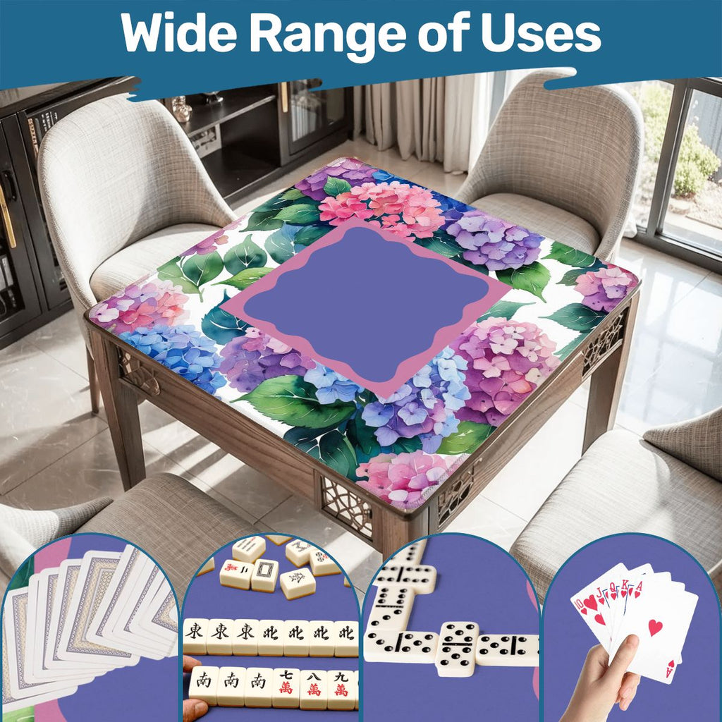 Watercolor Hydrangea Blooms In Purple Pink Pastel Mahjong Mat
