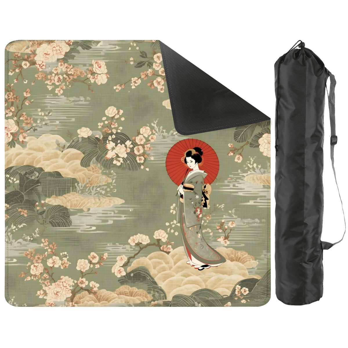 Giesha Girl Japanese Floral Mahjong Mat