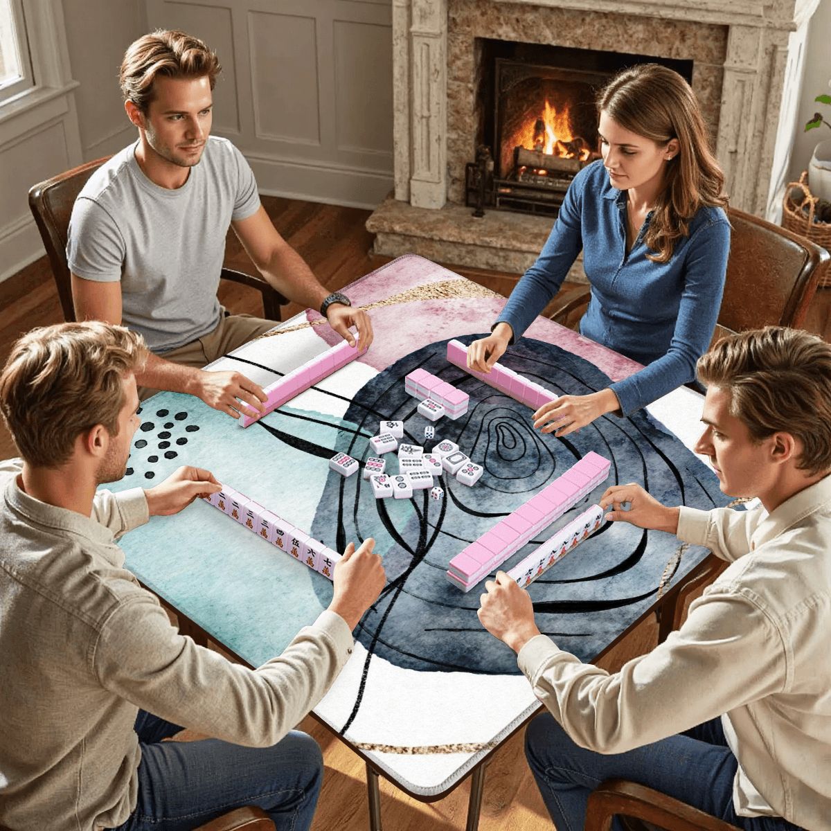 Bohemian Abstract Watercolor Mahjong Mat