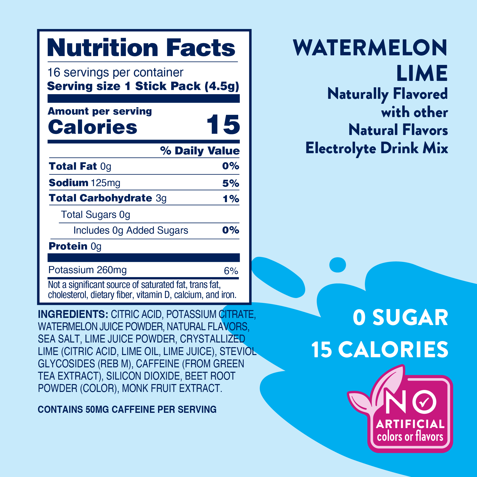 Jordan's Skinny Mixes - Refresher Stix 16 ct - Watermelon Lime