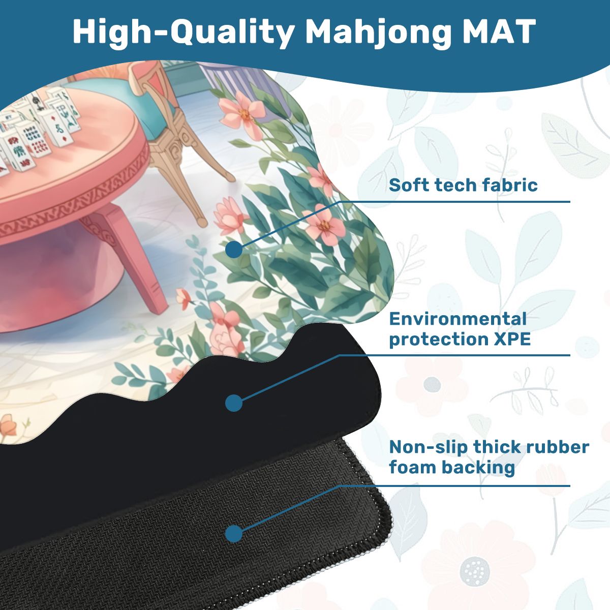 Mahjong Garden Tea Room Dainty Scalloped Mahjong Mat