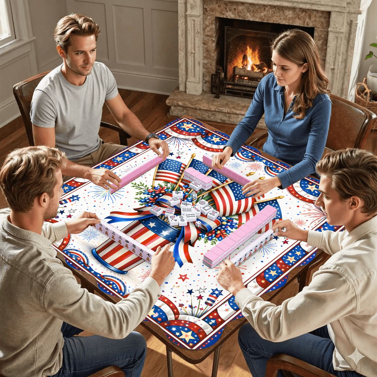 All American Pie USA Patriotic Scalloped Mahjong