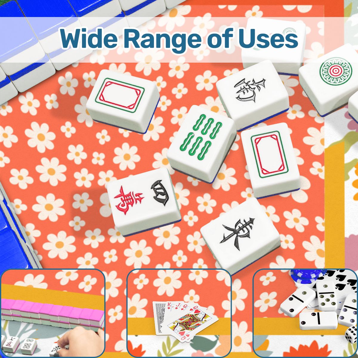 Mini Mahjong Mat Modern Floral Daisy  (Ship Rolled up)