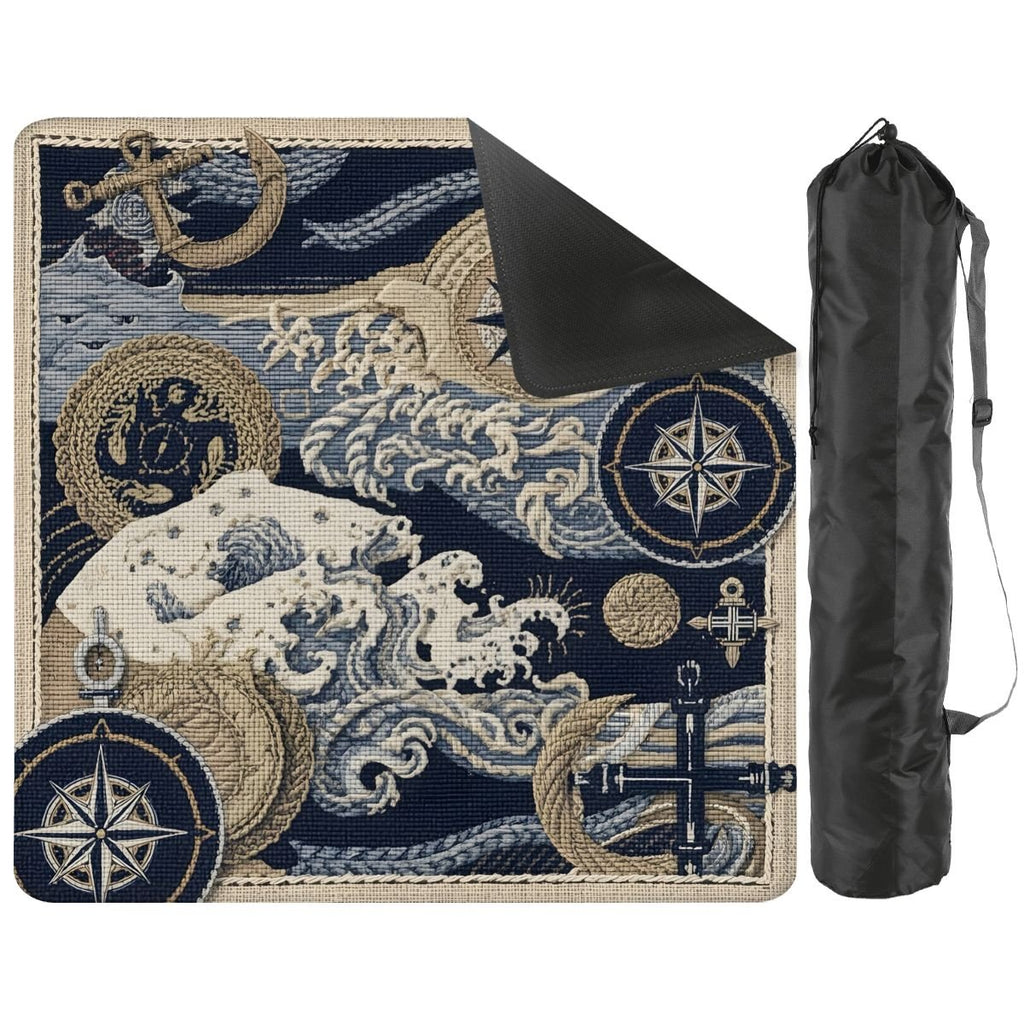 Where The Wind Blows, Faux Needlepoint Nautical Mahjong Mat