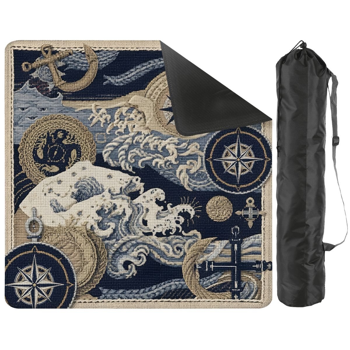 Where The Wind Blows, Faux Needlepoint Nautical Mahjong Mat