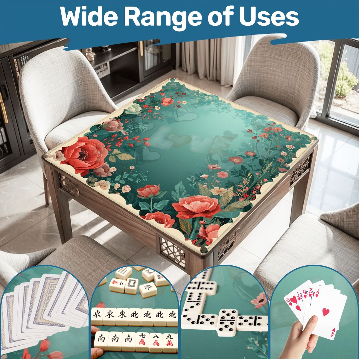 It Must Be Love, Vintage Valentine Roses Mahjong Mat