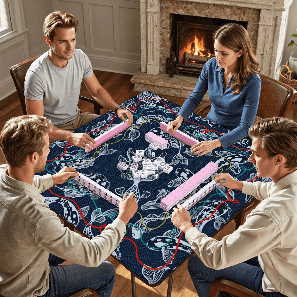 Koi Fish Calling Nautical Mahjong Mat