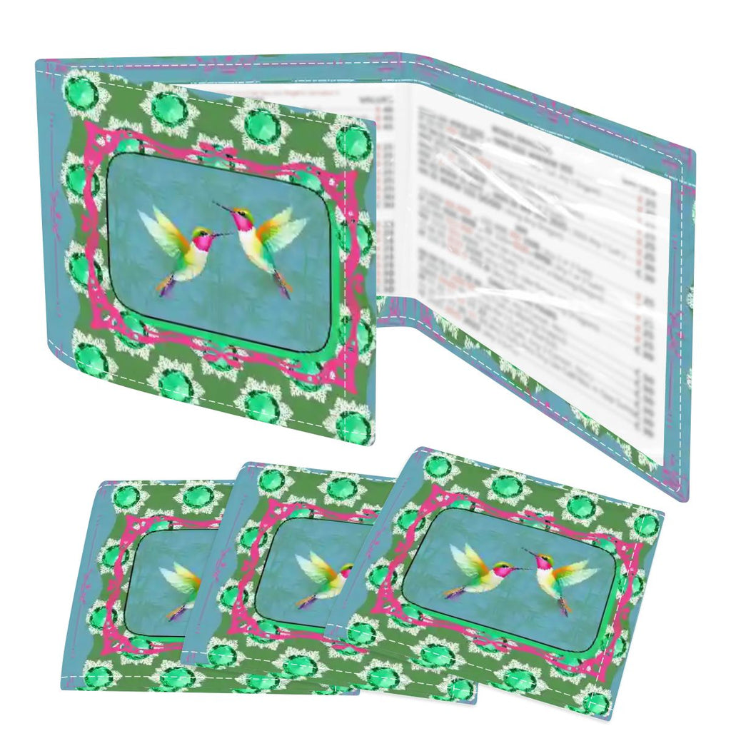 Emerald Mahjong, Flutterbird, Preppy Pink, Green Blue Floral 4 Mahjong Card Holder with Line Finder