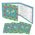 Emerald Mahjong, Flutterbird, Preppy Pink, Green Blue Floral 4 Mahjong Card Holder with Line Finder