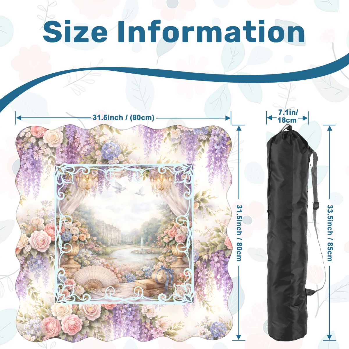 Romantic Regency Wisteria Garden Watercolor Scalloped Mahjong Mat