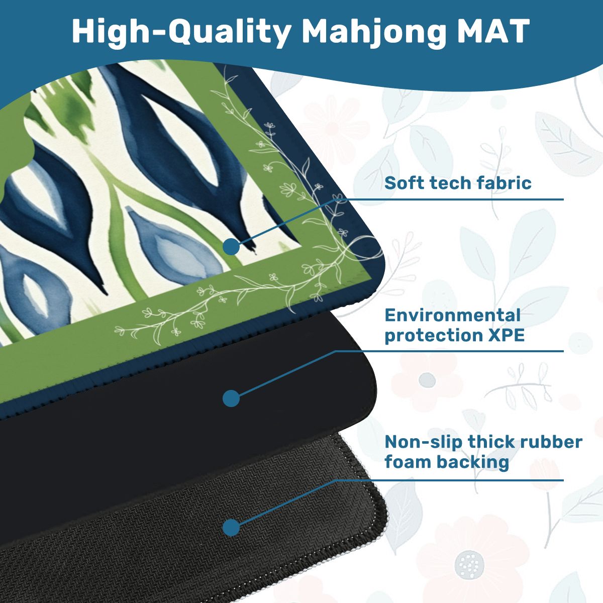 Ikat Watercolor Blue And Green Mahjong Mat