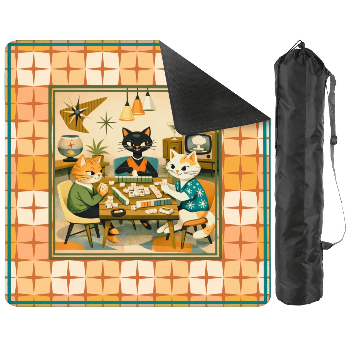 Modcentric Nostalgic Kitty Cats Modern Mahjong Mat