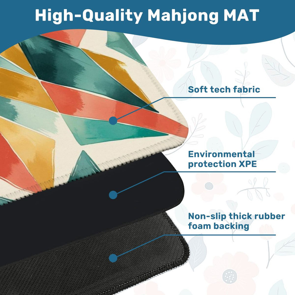 Boho Burst Prism Of Color, Emerald Green, Orange Mahjong Mat
