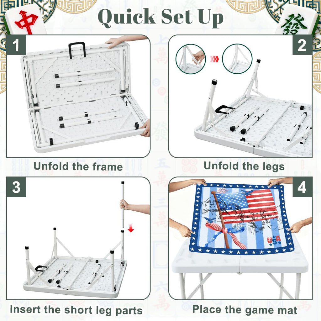 Portable Travel All Americana Mahjong Mat And Foldable Mahjong Table